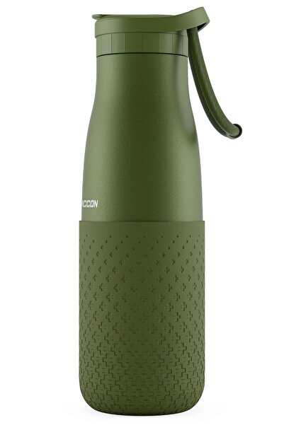 Puccon 500 ml Khaki Steel Flask/Thermos with Straw - Silicone Body (Plus) - 5...