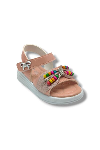 Butiqe 1810-26 Glittery Colored Beaded Stone Anatomical Girls' Sandals 26-30