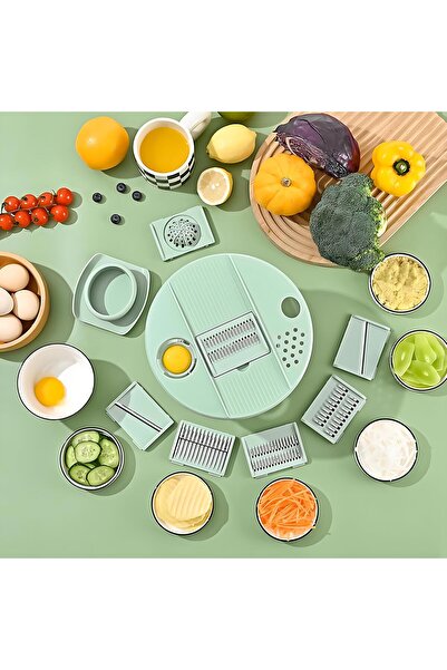 Generic مجموعة مفرمة الخضروات متعددة الوظائف ووعاء السلطة - أخضر |   وعاء خلط...