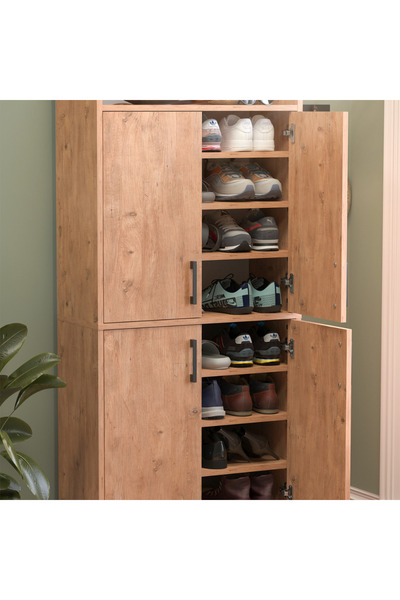 Vivendo Pantofar modern 72x32x170 cm, cu 4 usi si 9 rafturi, pentru hol, intr...