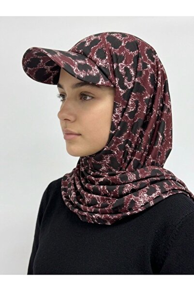 İSTDONATELLA شال جاهز للارتداء مع قبعة - نمط جلد الفهد - قبعة للشاطئ يمكن است...