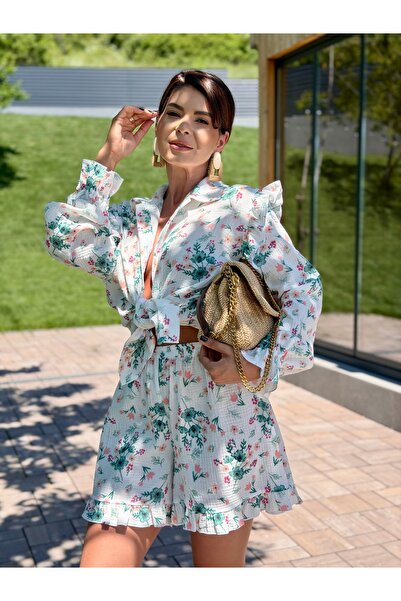 RAMONA BADESCU EXCLUSIVE Set Damă din Muselină cu Imprimeu Floral – Cămașă Ov...