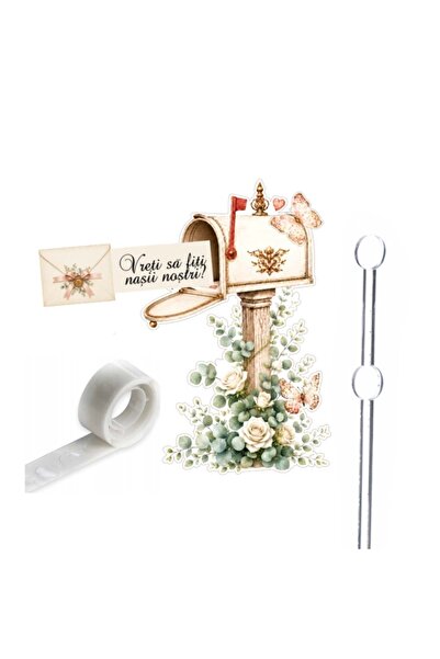 Decoratiuni Dulci Cake topper din carton cutie postala Vreti sa fiti nasii no...