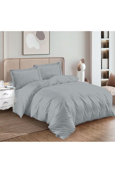 CHIRASO Set Lenjerie Damasc 4 piese, Cearceaf ELASTIC 180x200cm, Husa Pilota ...