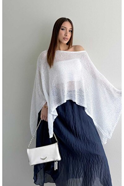 yeditepe fashion Asymmetrical Cut Sparkling Beach Poncho
