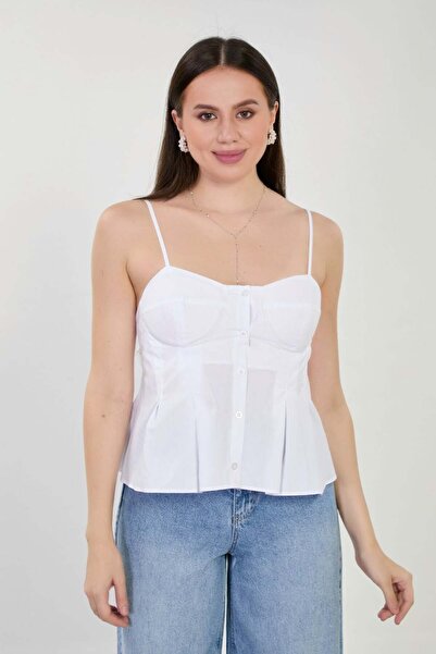 BARRELS AND OIL Women's Rope Strap Shirt - White