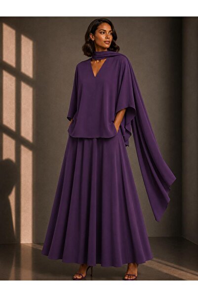 ALYEL NAKER Regular Kimono Sleeve Blouse & Midi Full Circle Skirt Top & Botto...