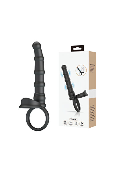 Titreşimli Penis Halkası 10 Fonksiyonlu Anal Eklentili Siyah Silikon