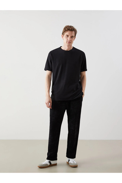 LC Waikiki Black Crew Neck Short Sleeve Men's Textured T-Shirt