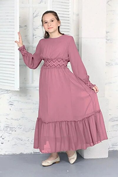 Wild Flower Young Girl Long Length Chiffon Hijab Dress