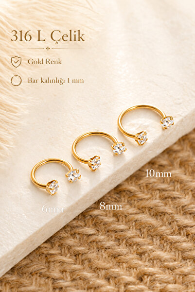 Double Stone Steel Acceleration Septum Piercing Tragus Helix Earrings 316L