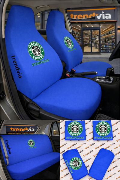 trivexa Starfucks Logo Car Seat Cover Front and Rear Set – Combed Cotton Lycr...