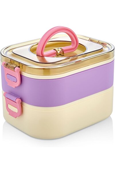 MMinora Modern Design Double Layer Lunch Box, 1300ml Capacity, Stainless Stee...