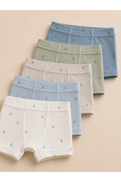 LITTLE&CO 5 Adet Erkek Çocuk Organik Bamboo Kumaş Bel Manşetli 2-10 Yaş boxer...