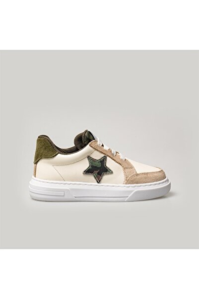 Merli&Rose Deri Star Sneaker Krem-Haki