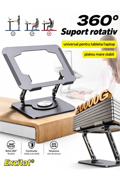 Excitat Suport laptop 8-17.3‘’, Pliabil, Excitat®, Ergonomic, cu Suport de Te...