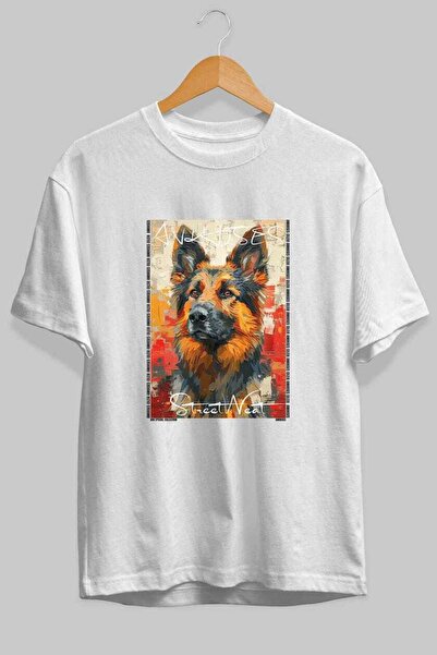 Ankhises Tricou supradimensionat alb cu imprimeu câinele Dog For Love 18, 100...
