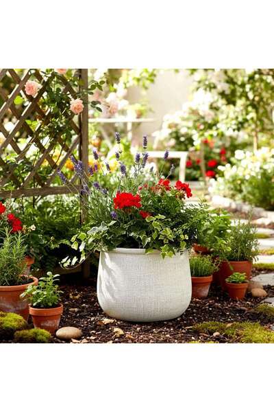 PAN HOME Ashen Ceramic Planter 22.5x22.5x17cm - Grey