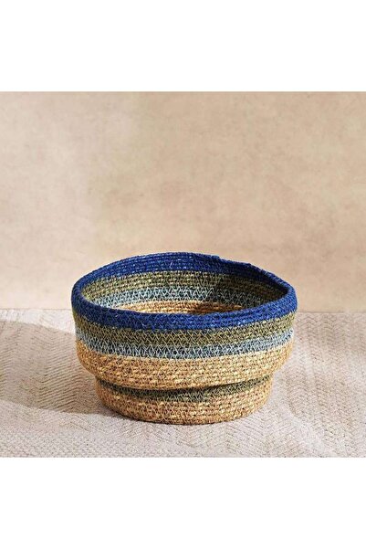 PAN HOME سلة كورنيليا من عشب البحر 21x21x13.5 سم - أزرق