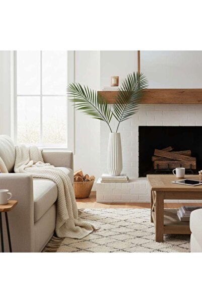 PAN HOME أوراق نخيل اصطناعية بارتفاع 96 سم - خضراء