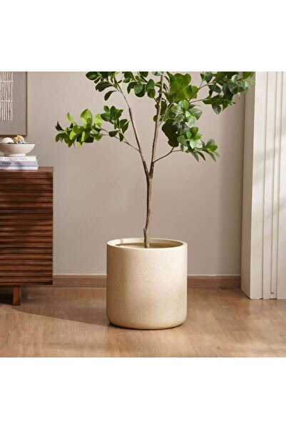 PAN HOME Linde Polyresin Planter Dia42x41cm - Cream