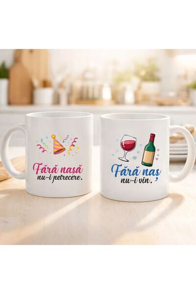 Arka9 Set Căni personalizate „Fără Nașă nu-i petrecere, Fără Naș nu-i vin” – ...