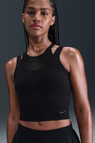 Nike Dri Fit Cropped Tank Top Kadın Antreman Crop Atlet Siyah