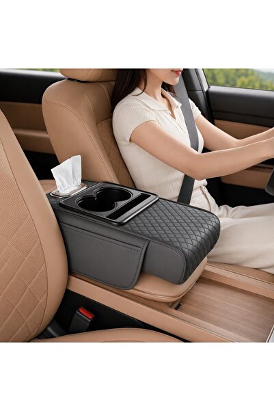 Generic 1 Leather Car Armrest Cover Console Cushion Cup Holder Storage Anti S...