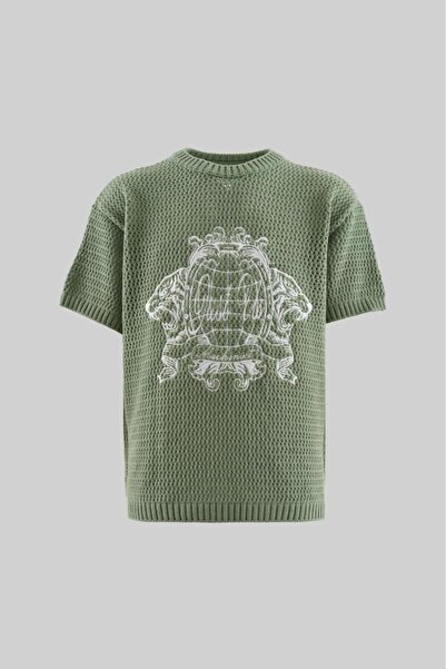 Machinist Tricou pentru bărbați MCHNST Tiger Detailed Knitwear, verde apă