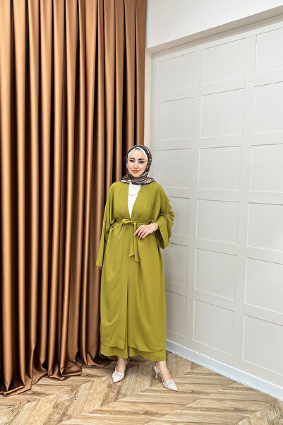 Stilife Mina İkili Kimono Takım Yağ Yeşili