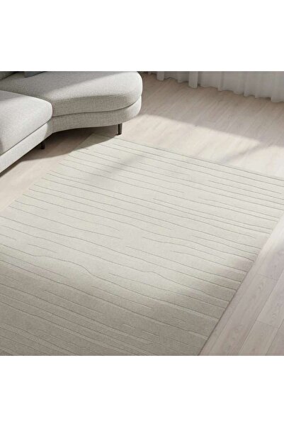 PAN HOME Terrain Border Handmade Premium Wool Rug 160x230cm - Beige