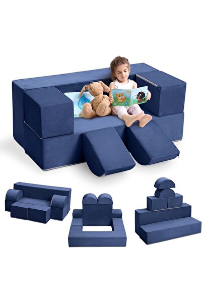 Garvee 6-Piece Modular Kids Play Couch, Convertible Toddler Foam Sofa Set wit...