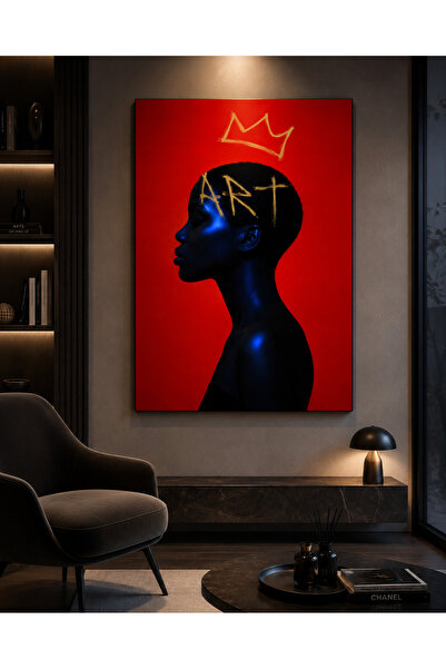 EvimeTablo Modern Pop Art Kadın Portre Kanvas Tablo – Kırmızı Siyah Mavi Duva...
