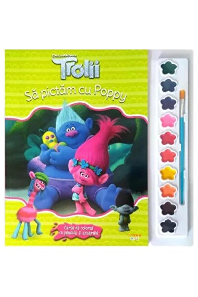 Litera Trolii, Sa pictam cu Poppy, Carte de colorat cu pensula si acuarele