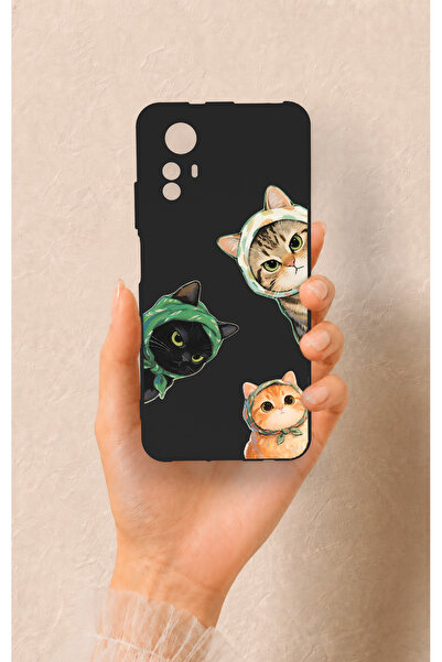 Vip Case Redmi Note 12S Uyumlu Kedi Ekibi Desenli Silikon Kılıf