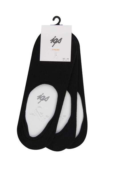 İgs Men's Black Ballerina Socks Set of 3 Cotton Non-Slip Invisible Socks