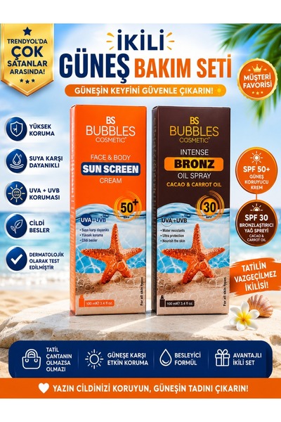 bs bubbles Bs Spf 50 Koruma 48 Saat Nemlendirme ve Hızlı Bronzlaştırıcı Kakao...