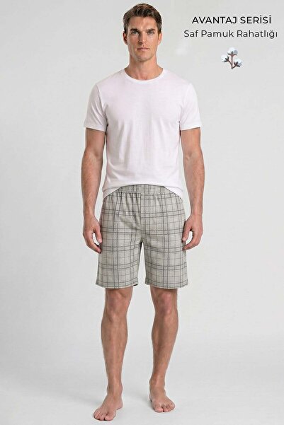Aytuğ&Mısırlı Egyptian Men's Plaid Short Shorts Light Gray