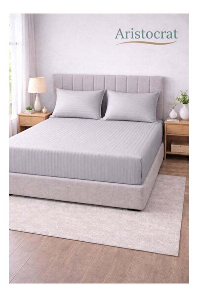 Aristocrat 3-Piece Striped Microfiber Fitted Sheet Set King 180x200cm – Soft ...
