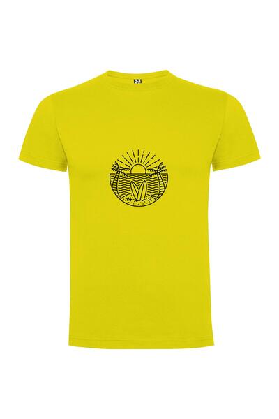 iLovePrints Surfboard Sunset Minimalism Tshirt