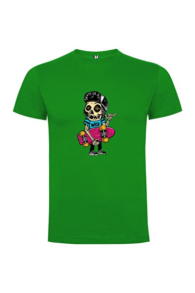 iLovePrints Skateboard Skeleton Sketch Tshirt
