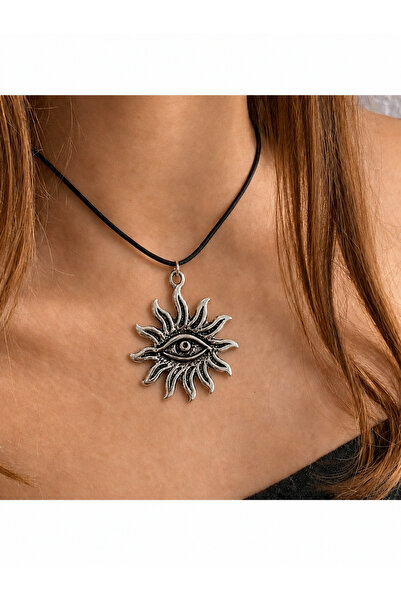 sleyshop Güneş Kolye Göz Kolye Siyah İpli Unisex Kolye Pinterest Kolye