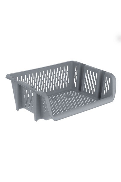 Z Store Coș de depozitare stivuibil cu deschidere frontală, gri, 39x30.5x13cm