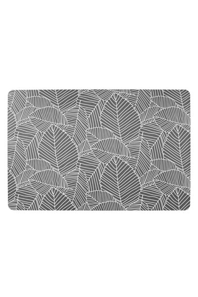 Z Store Suport de farfurii din plastic gri cu model liniar cu frunze, 43.5x28...
