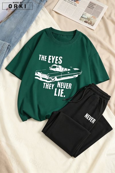 EFFRENATU Eyes Never Lie Printed Plus Size Unisex T-Shirt Pantalon Tracksuit Set