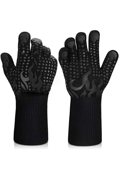 Choice3 black 2pcs Universal Anti-Slip Heat-Resistant Barbecue Oven Gloves Fi...
