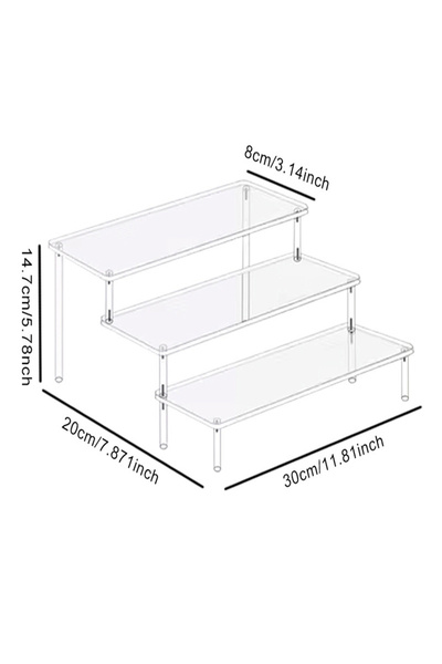 Choice1 3 Tire 30x8cm 1/2/3/4 Tier Acrylic Riser Display Shelf Clear Acrylic ...