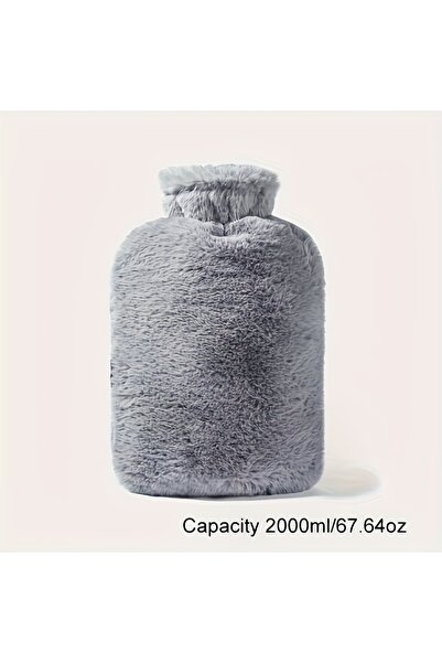 Choice1 grey-2000ml 1L/2L PVC Plush Hot Water Bottle – Leak-Proof Large-Capac...