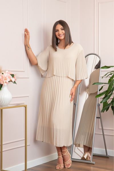 OEM Rochie eleganta plisata Arielle - Crem