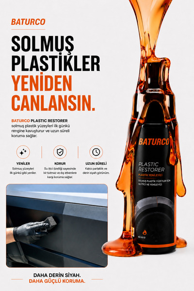 BATURCO Oto Araç Tampon Dodik Plastik Yenileyici Parlatıcı Seramik Kaplama- U...